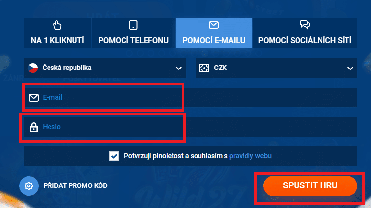 Vyplňte požadovaná pole.